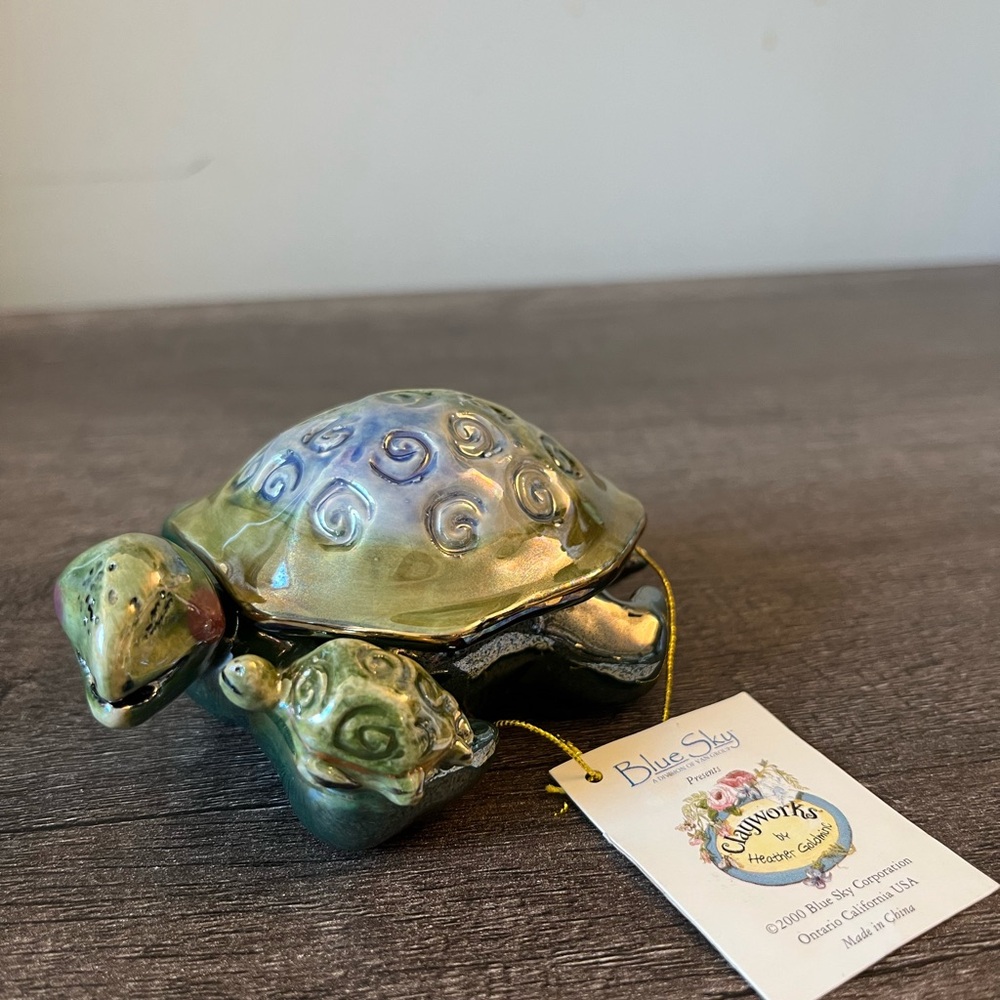 Blue sky Clayworth Colorful Ceramic Turtle Figurine Candle holder